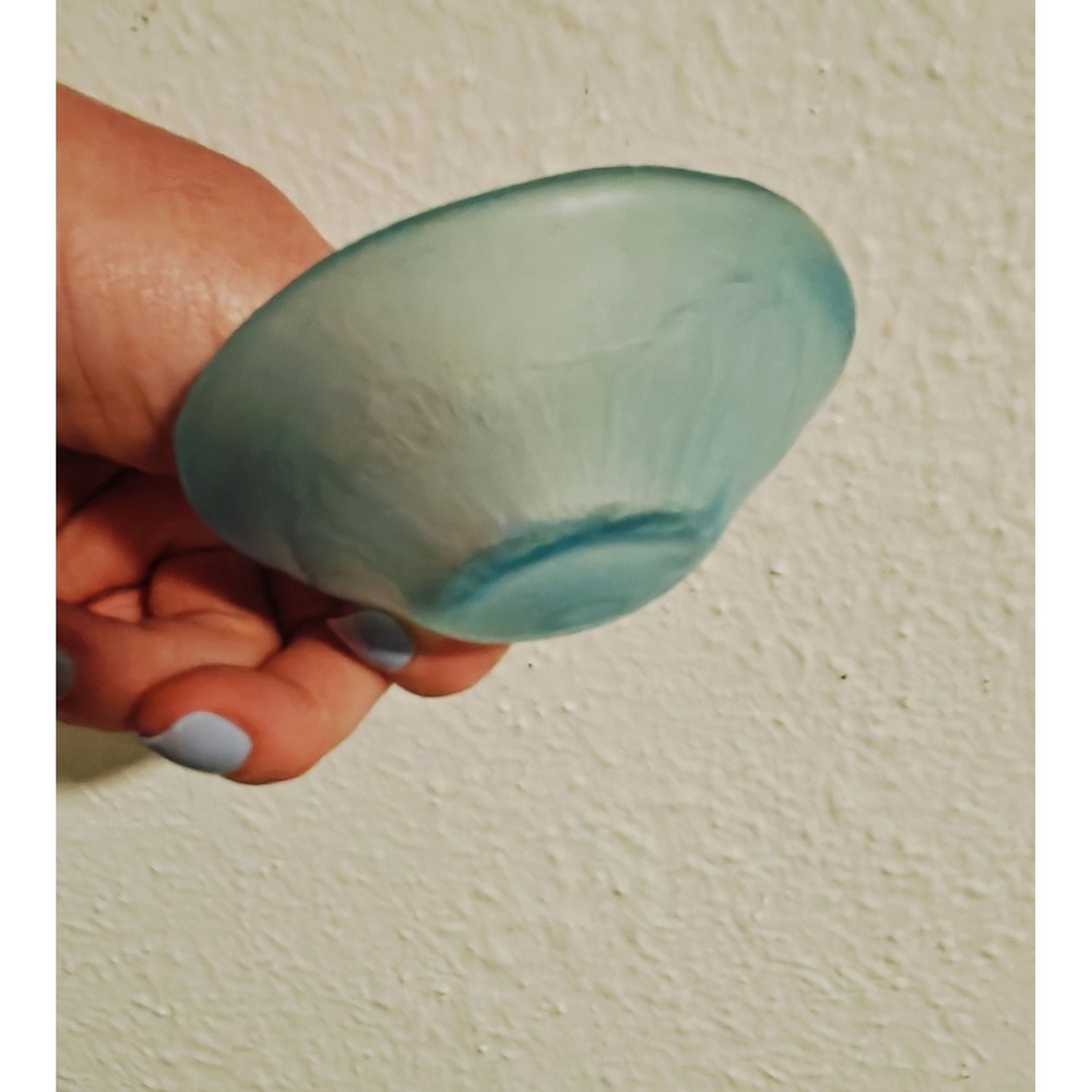 Vintage Stretch Glass Blue Trinket Bowl